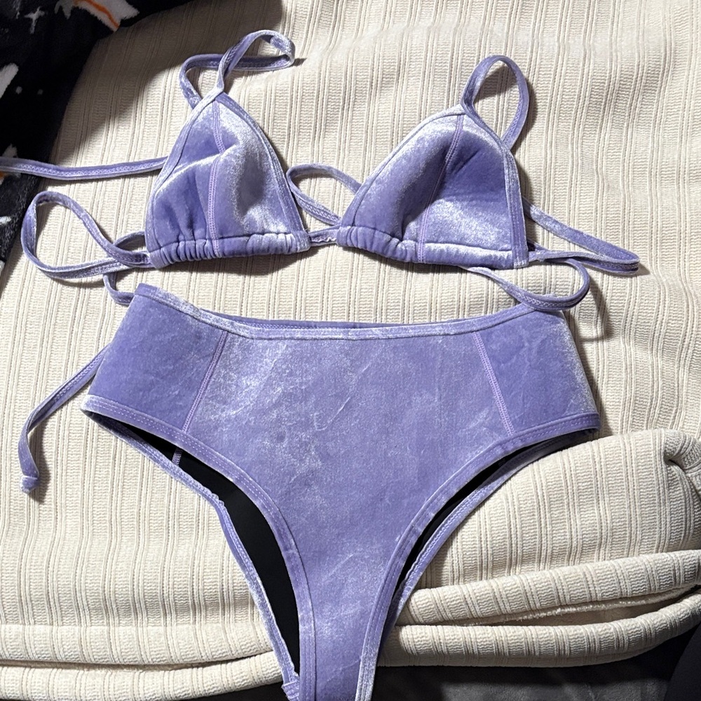 Lavender Velvet Bikini Set - Two Piece Swimsuit